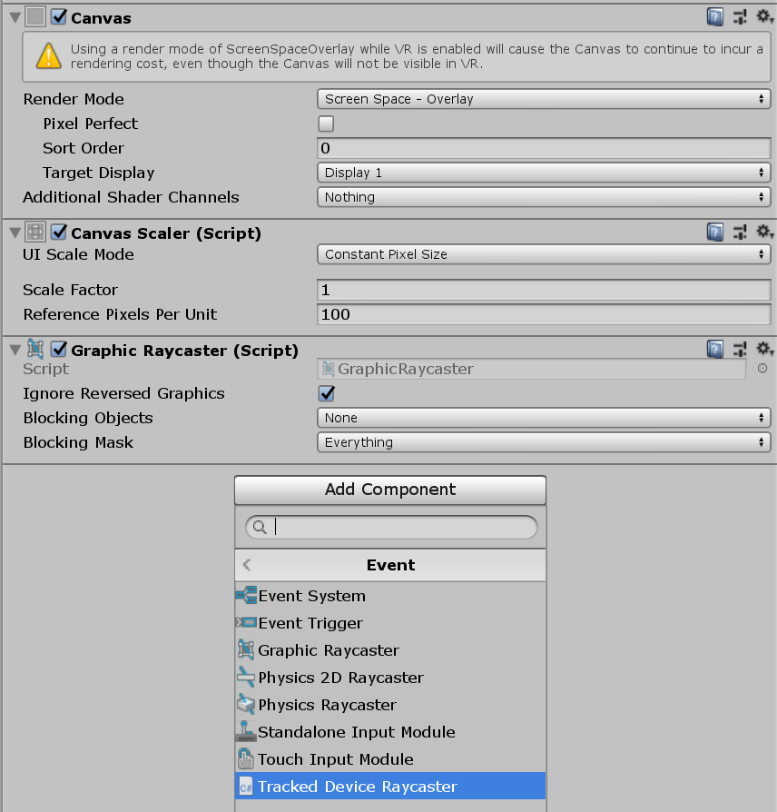 TrackedDeviceRayster Add Component